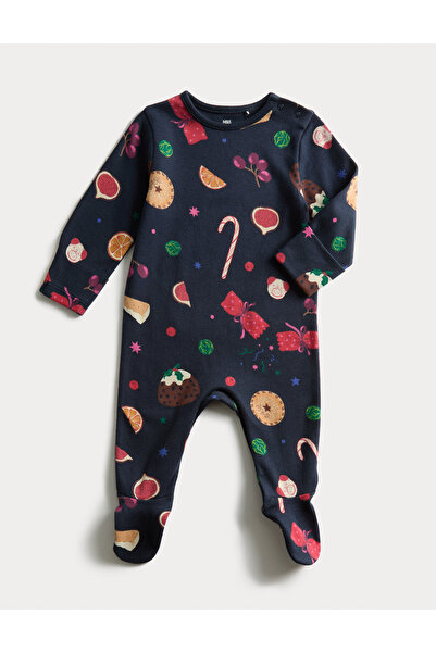 Marks & Spencer Saf Pamuklu Yeni Yıl Desenli Uyku Tulumu