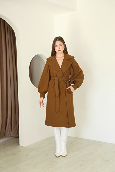 dezer Balloon Sleeve Lined Stamp Coat