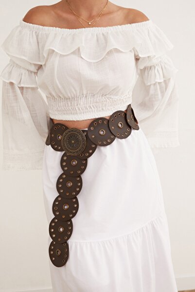 UCCELLO Curea decorativă pentru femei din piele artificială boemă, cu inel me...