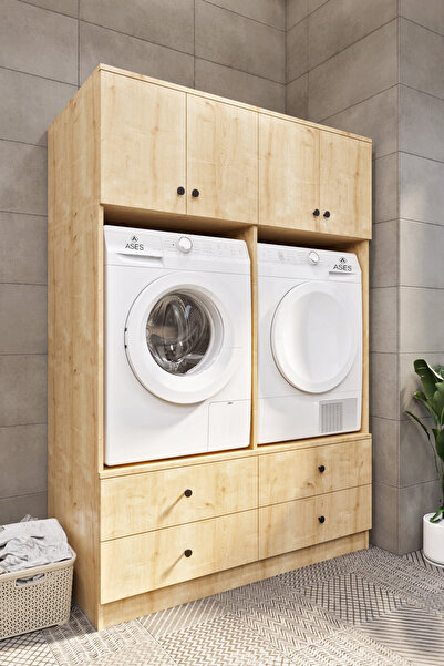 Ases Mobilya Ases ELZ533 Çamaşır ve Kurutma Makinesi Dolabı Extra Boy 4 Kapak...