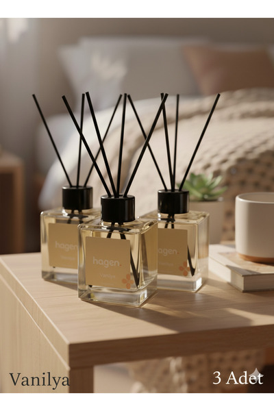 Hagen 3ADET VANİLYA Kokusu Çubuklu Oda Kokusu Bambu Kokusu Dolap Kokusu Banyo...