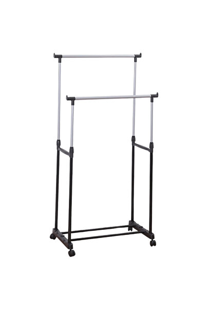 SDEPOT Suport mobil dublu, SDEPOT, pentru haine, umerașe și încălțăminte, înălțime reglabilă