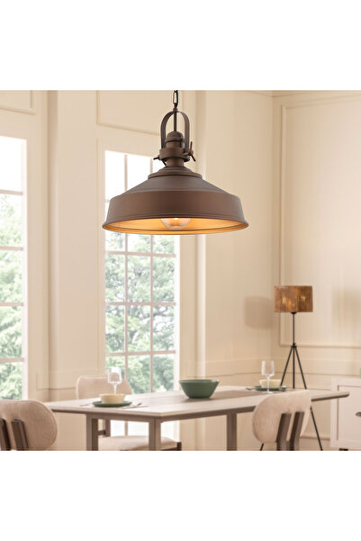 Retrolamp RTA107-114 Metalik Kahve Retro Kafa Teklli Sarkıt Kafesli Salon Mutfak Salon Lamba Aydınlatma Avize