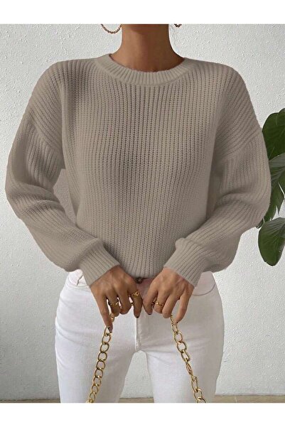 FAVORİST Tri̇ko Knitted O Oversized Crew Neck Sweater Btk