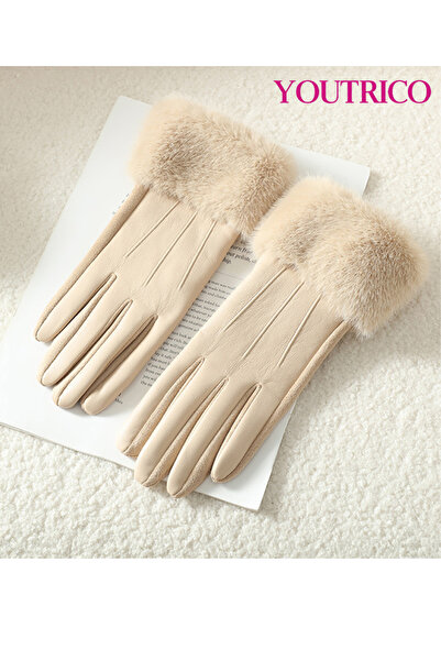 Youtrico Faux Mink Leather Gloves - Thermal-Lined Winter Wear for Women