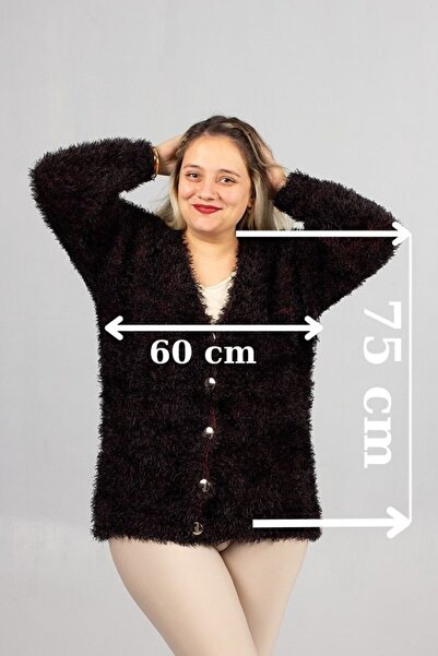 Truva XXL Plus Size Bearded Knitwear Cardigan Ful Stretch Fabric Black