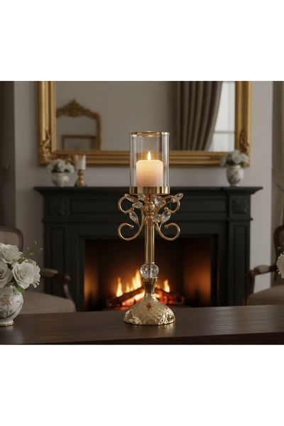 CHEMDLE Dekoratif Kristal Taşlı Şamdan|Mum Dahil Değil
