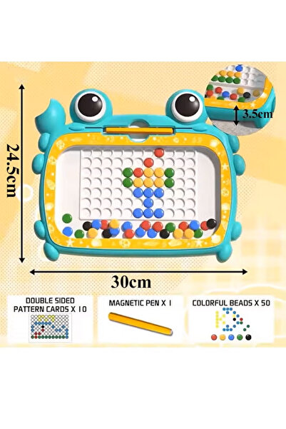 Generic Magnetic Drawing Board, Montessori Magnetic Dots Toys with 50 Dot Beads and 10 Pattern Booklets