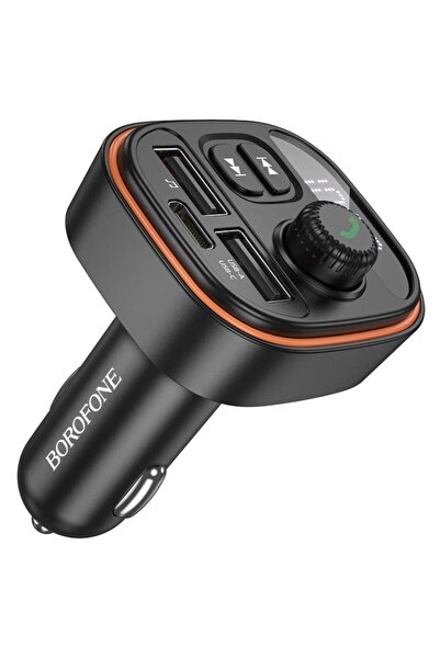 Borofone Modulator FM auto 2x USB + Tip-C Bluetooth 5.4, Redare MP3, Buton rotativ, BC59, Negru