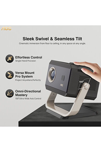 Aoc Portable Projector 1080P Native | 4K Support | Auto Focus/KeystoneWiFi6/BT5.2/Android Compatible