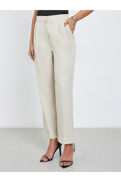 Styli Barrel Fit Tapered Pants with Pleat Detail