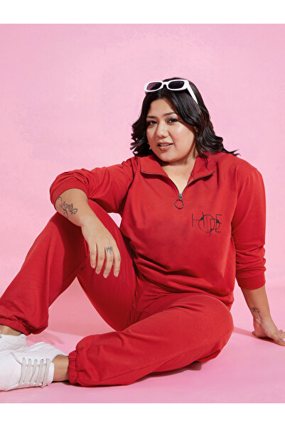 Sassafras By Styli Plus Size Red Cargo Joggers