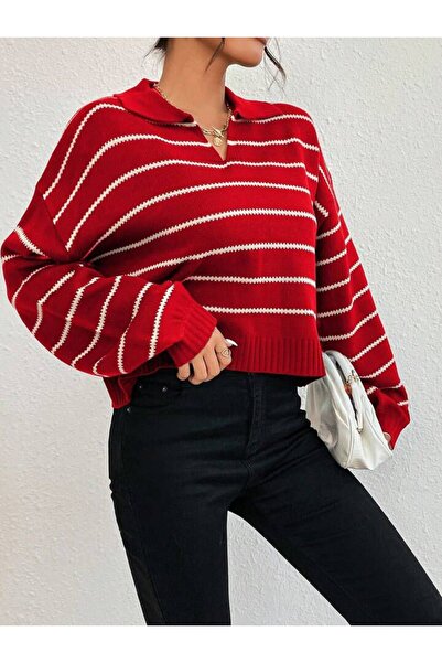 ATE ÖZGÜNEŞ TRİKO TEKSTİL WOMEN'S STRIPED KNITWEAR SWEATER