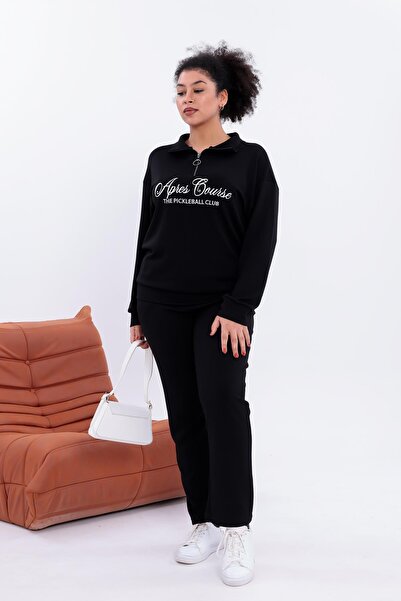 Siyezen Plus Size Modal Fabric Comfortable Set with Text Embroidery on the Front