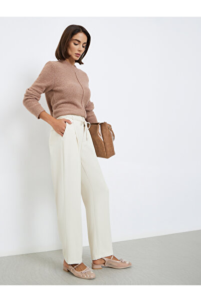 Styli Beige Drawstring Wide Leg Pants