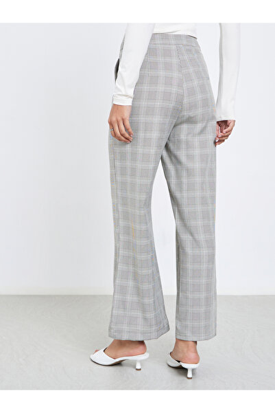 Styli Women Checked Wide Leg Trousers