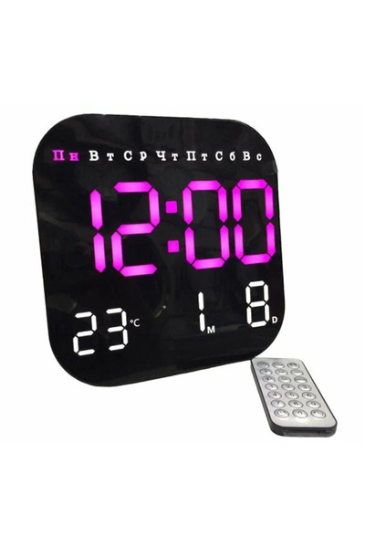China Digital wall clock 6650 calendar temperature time alarm with remote control