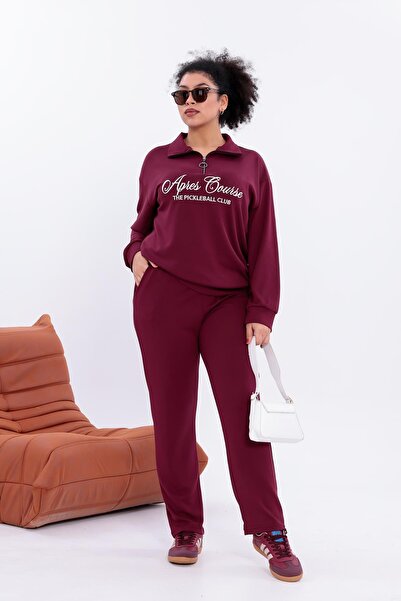 Siyezen Plus Size Modal Fabric Comfortable Set with Text Embroidery on the Front