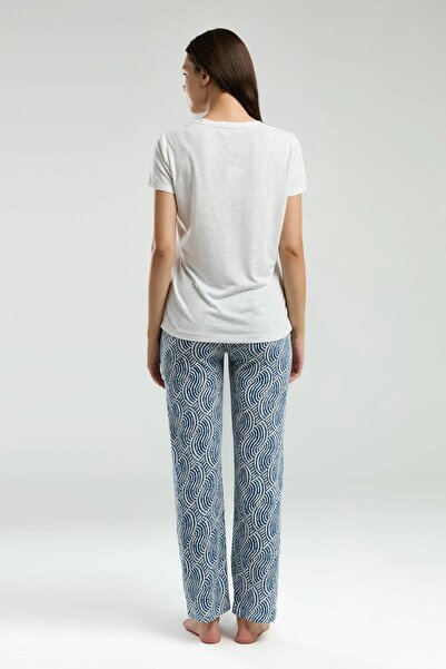 The Clover Women's V-Neck Patterned Pajama Set Thc0L9Vr32Arn