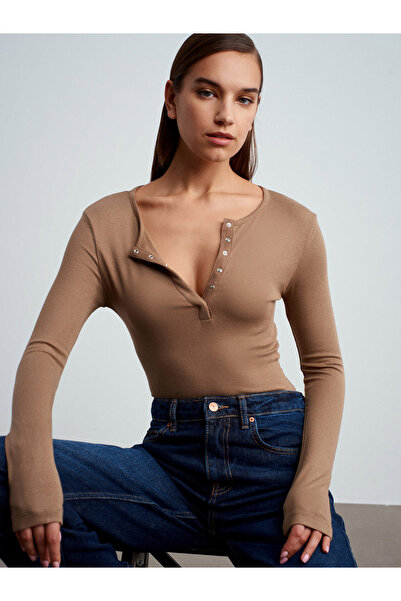 Dilvin 31442 Long Sleeve Snap Fastener Top-Vizon