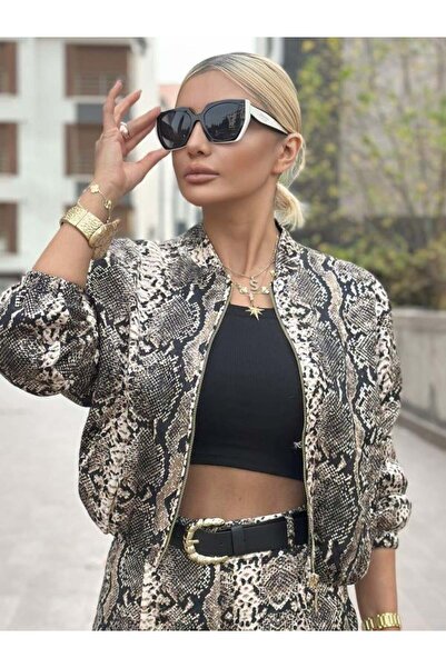 Kokoşum Butik 01108 Μπουφάν με σχέδιο φιδιού με σχέδιο