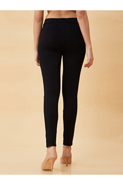 Globus By Styli Black Stretchable Flat Front Workwear Treggings