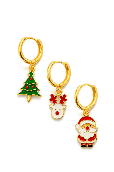 Vi store مجموعة أقراط فولاذية على شكل شخصيات عيد الميلاد رقم: 1