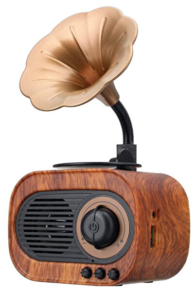 MANDU Retro Portable Speaker Bluetooth Connection with USB/TF Battery 1200 MAh Brown