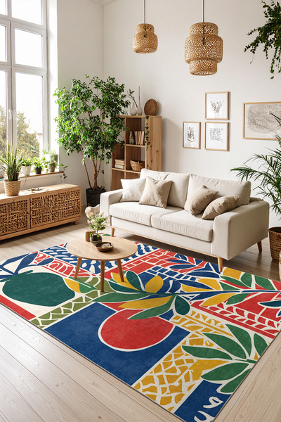 Modern Tarz Yıkanabilir, İnce, Kaymaz Tabanlı, Özel Tasarım Halı