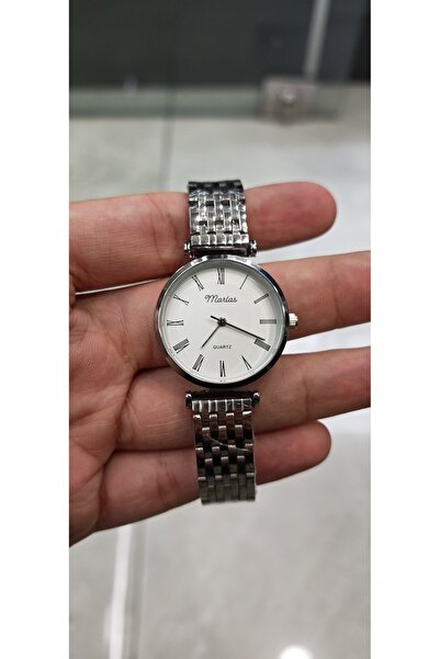Marlas Retro Design, Silver Color Steel Band, White Dial Women's Wristwatch