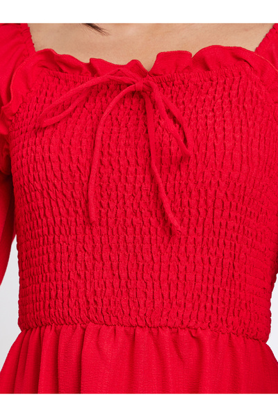 Styli Red Maxi Dress with Tie-Up Detail