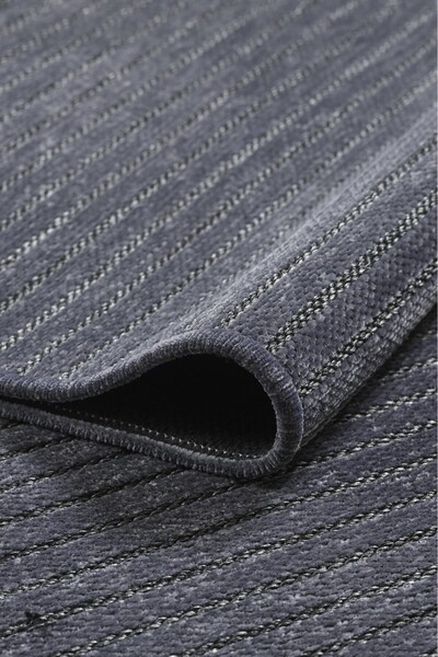 Badelya Home Koyu Gri Şönil Makinada Yıkanabilir Kaymaz Taban Saçaklı Pamuk H...