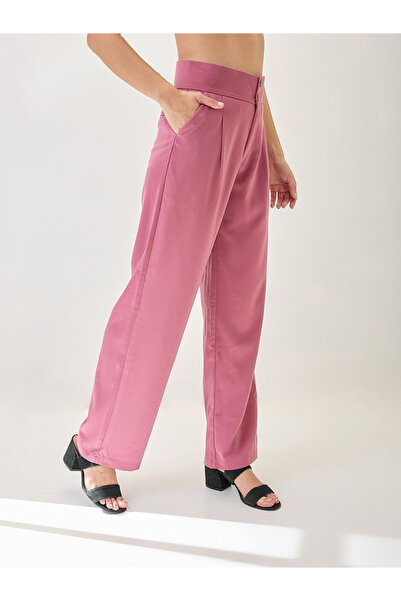 Globus By Styli Pink Mid-Rise Pleated Korean Pants