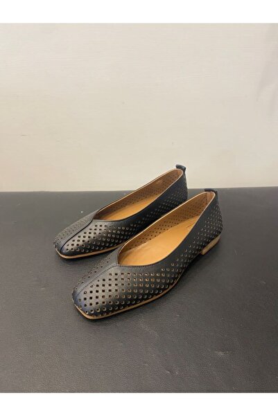 Özay Дамски перфорирани балерини от естествена кожа