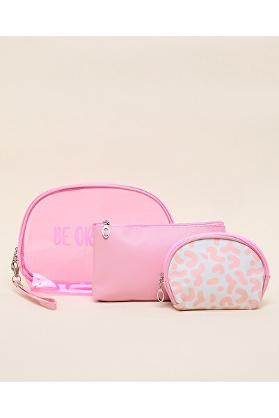 R&B Pink Women's 3 Pack Cosmetic Pouch Set