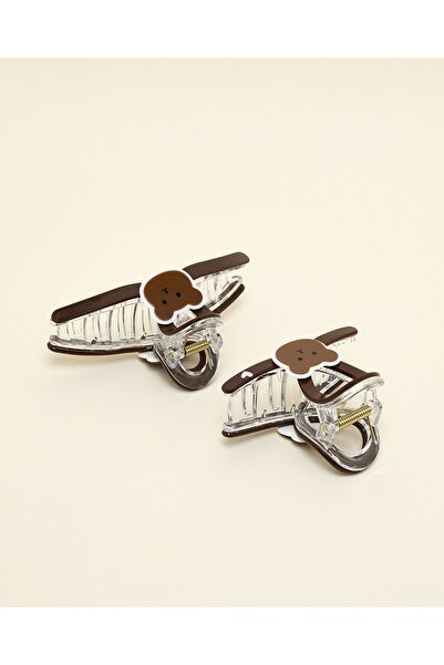 R&B Brown Women's 2 Pack Claw Clips