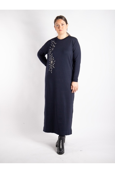 Bedrinxxl BÜYÜK BEDEN İNCİ TRİKO ELBİSE