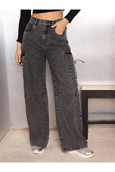 Sassafras By Styli Grey Washed Cargo Jeans