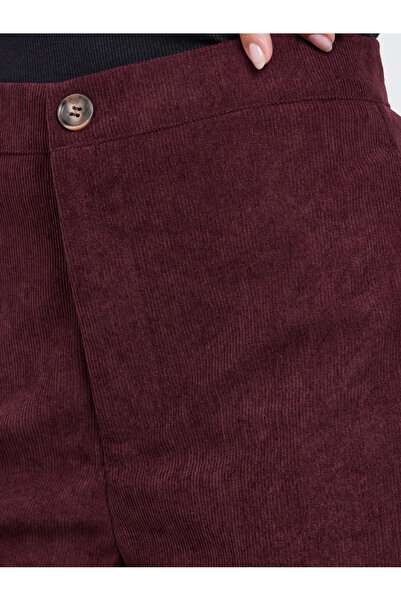 Styli Burgundy Corduroy Wide Leg Trousers
