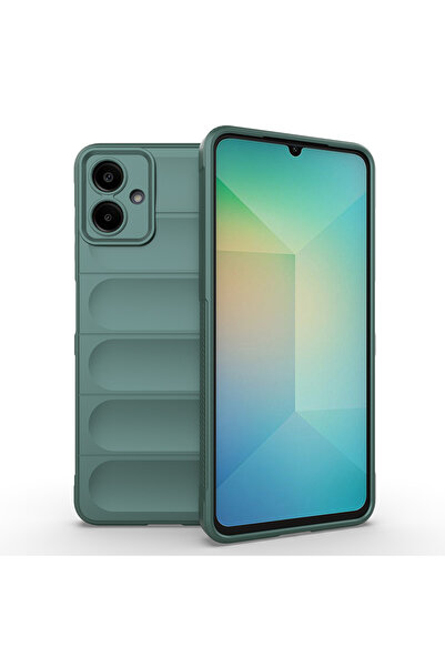 zore Galaxy A07 Case Flexible Tpu Hollowed Out Back Surface Design Emp Ethnic Silicone Cover - Dark Green