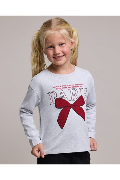 R&B تي شيرت مطرز برقبة دائرية وأكمام طويلة