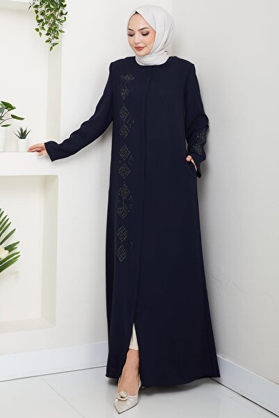 hafsamina Шкіряна оброблена ферса темно-синя HM2849