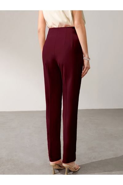 Take Two By Styli Burgundy Solid Skinny Pants