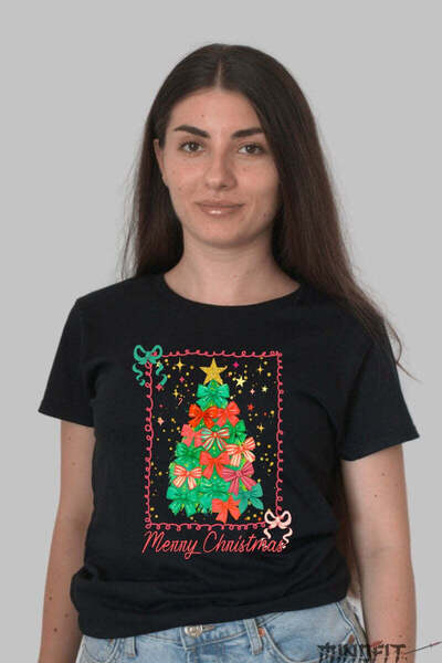 GILDAN Tricou De Craciun Brad Din Fundite Colorate Dama