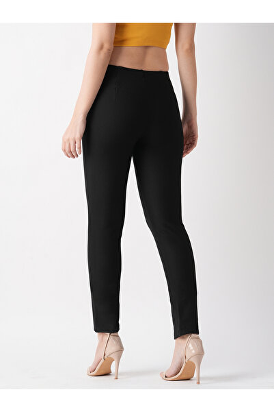 Globus By Styli Black Flat Front Skinny Fit Workwear Treggings