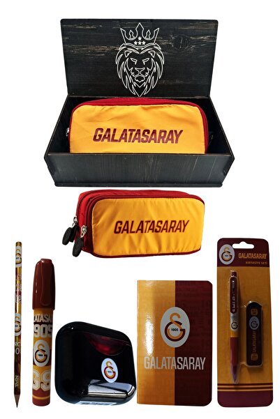 Galatasaray Original Licensed Black Air Pencil Sharpener Wooden Boxed Stationery Set of 6
