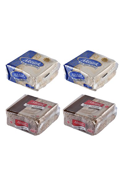 Aktürk حلاوة حلاوة 500 جرام، حلاوة عادية وحلاوة بالكاكاو، عبوة مختلطة من 4 قطع