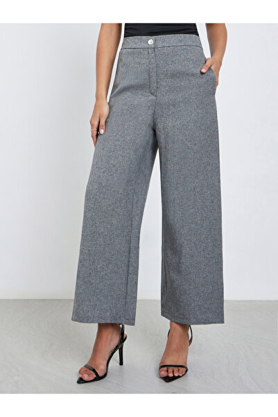 Styli Grey High Rise Wide Leg Trousers
