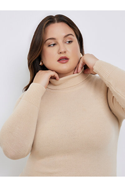 Styli Plus Size Turtle Neck Knit Sweater Maxi Dress
