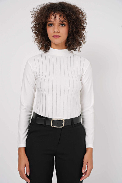 hazelin Women's White Half Fisherman Front Stone Body Hzl25W-Bd19221